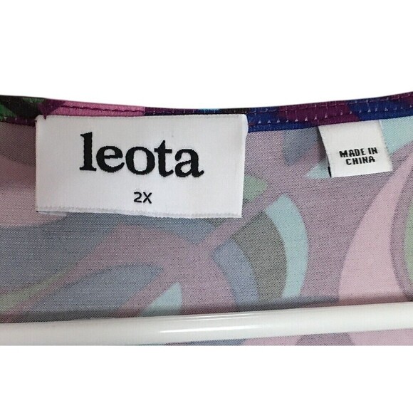 Leota Dress Women's Size 1X Purple Multicolor Geometric Pattern Long Sleeve - Picture 9 of 9